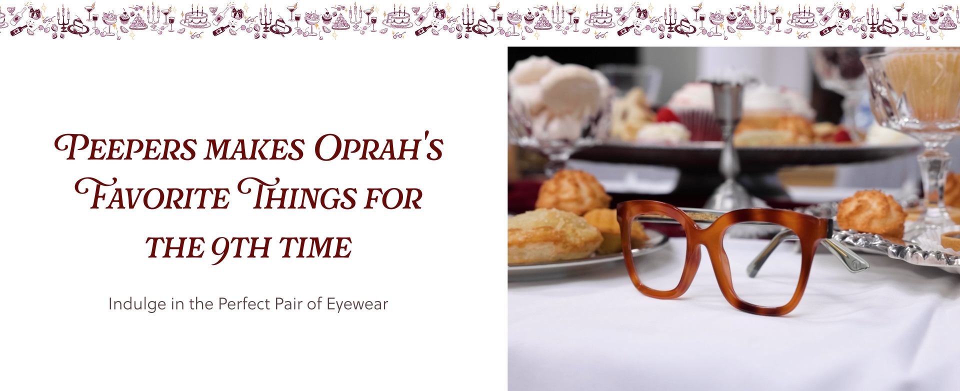 Pair of sunglasses on a table with text about Oprah's favorite things